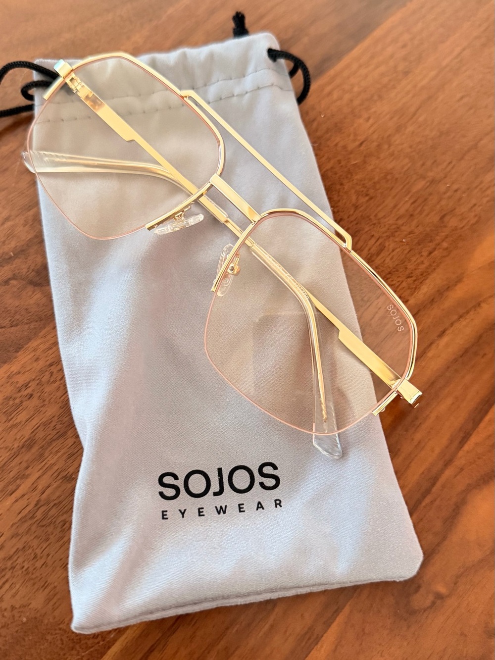 Women's Gold Rimless Pink/Clear Tint Eyewear